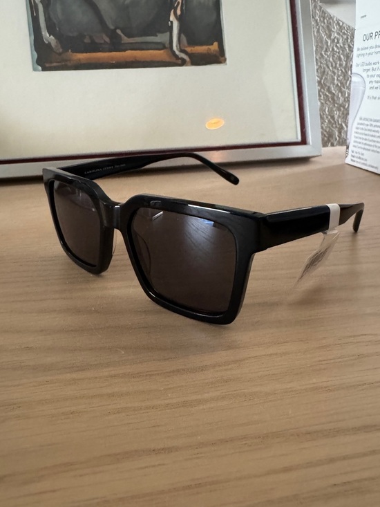 NWT CAROLINA LEMKE Lupin Chunky Rectangular Black Sunglasses